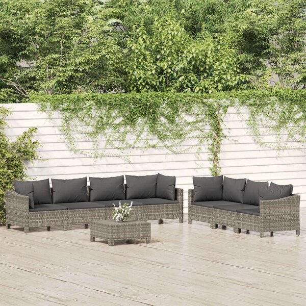 VidaXL Polyrattan Kerti Ülőgarnitúra - 8 részes - Szürke