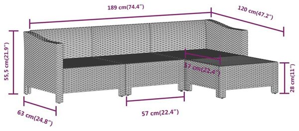 VidaXL Polyrattan Kerti Ülőgarnitúra - 8 részes - Szürke