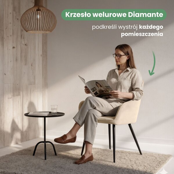 AKORD DIAMANTE kárpitozott szék bézs velúr fekete lábakkal 4 db-os szett