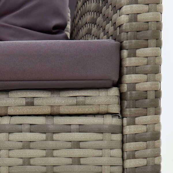 2-részes szürke polyrattan kerti bútorszett párnákkal