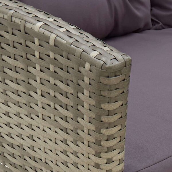 2-részes szürke polyrattan kerti bútorszett párnákkal
