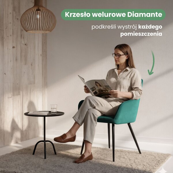 AKORD DIAMANTE Kárpitozott Szék Bársony Palackzöld Fekete Lábakkal