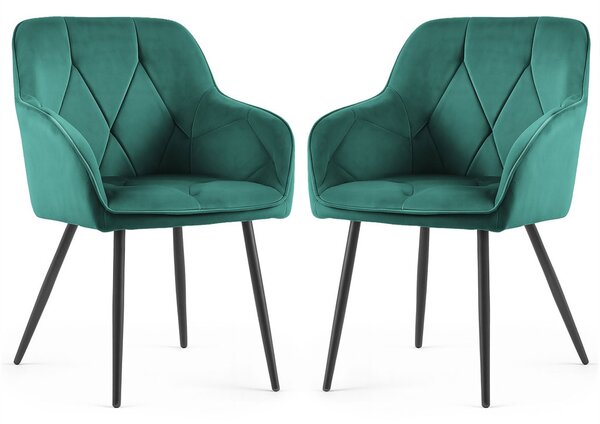 AKORD Furniture Factory DIAMANTE kárpitozott szék welur butelkazöld fekete lábakkal