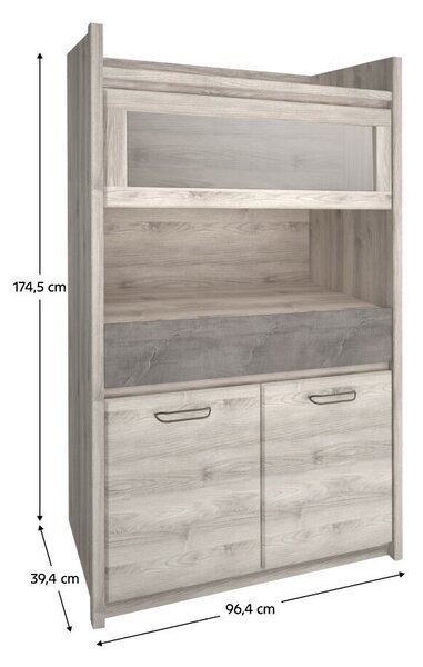 Alacsony vitrin 2D1W1S, nairobi gesztenye/onix, JESI NEW