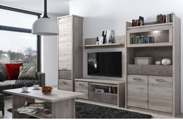 Alacsony vitrin 2D1W1S, nairobi gesztenye/onix, JESI NEW