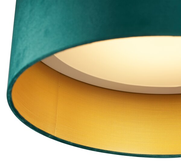 Modern mennyezeti lámpa zöld bársony 40 cm LED-del, 3 lépésben dimmelhető - Sue