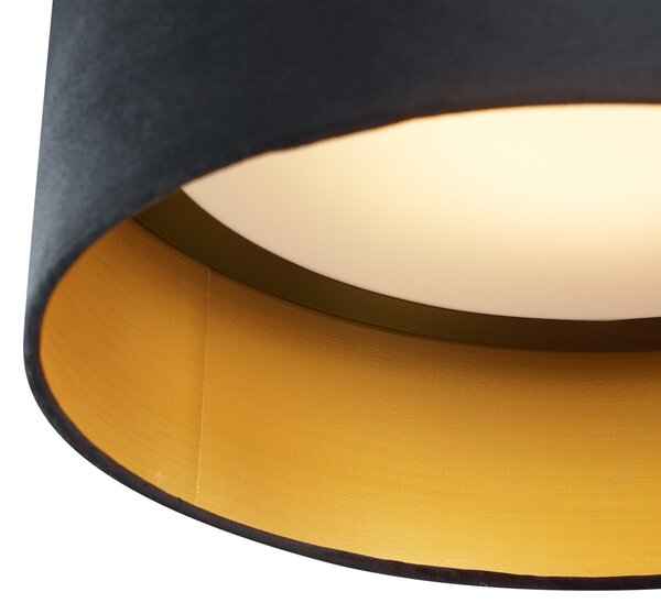 Modern mennyezeti lámpa fekete bársony 40 cm LED-del, 3 lépésben dimmelhető - Sue