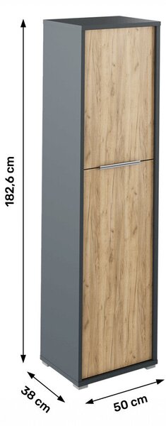 Polc szekrény, grafit/tölgyfa artisan, RIOMA NEW TYP 08