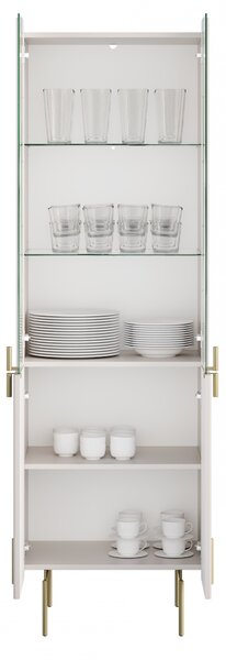 Malmi vitrines szekrény 60 cm négyajtós - kasmír / arany lábak