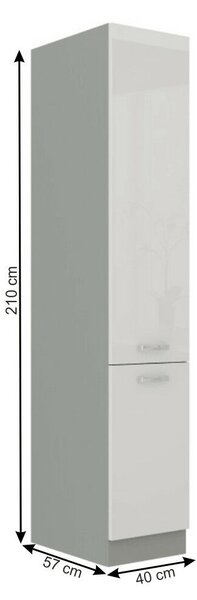 Magas élelmiszer szekrény, fehér magasfényű, PRADO 40 DK-210 2F