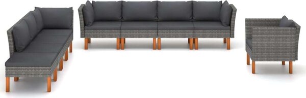 VidaXL Polyrattan Kerti Ülőgarnitúra - 9 részes