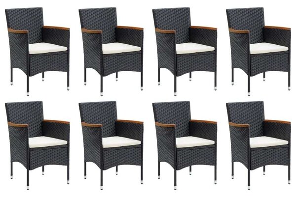 VidaXL - 9 részes Kerti Étkezőgarnitúra - Polyrattan - Fekete