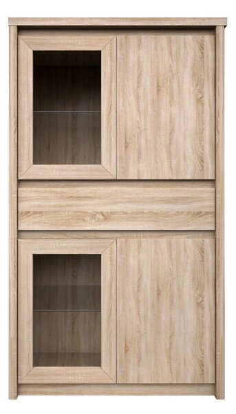 Vitrines szekrény, DTD laminált, tölgy sonoma, NORTY TYP 7