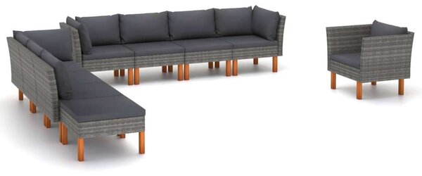 VidaXL Polyrattan Kerti Ülőgarnitúra - 9 részes