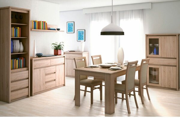 Vitrines szekrény, DTD laminált, tölgy sonoma, NORTY TYP 7