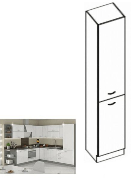 Magas élelmiszer szekrény, fehér magasfényű, PRADO 40 DK-210 2F