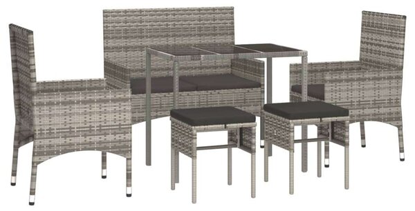 VidaXL 6 részes szürke polyrattan kerti ülőgarnitúra párnákkal