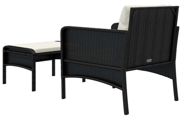VidaXL Polyrattan Kerti Fotel Lábtartóval - Fekete