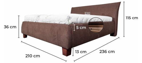VALERIA LUX kárpitozott ágy + rácsos rács + matrac EMI