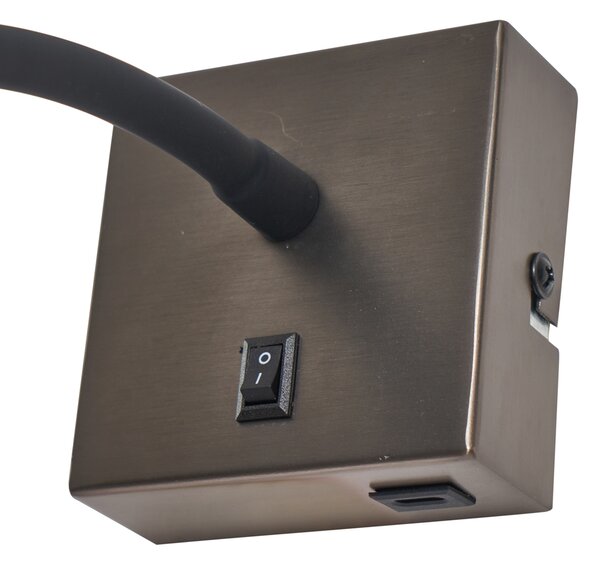 Modern fegyverszürke fali lámpa USB-C porttal - Gosna