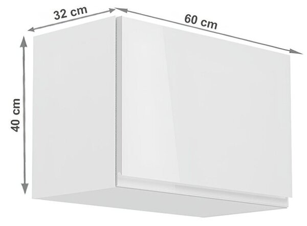 Felsőszekrény, fehér/fehér extra magasfényű, AURORA G60K