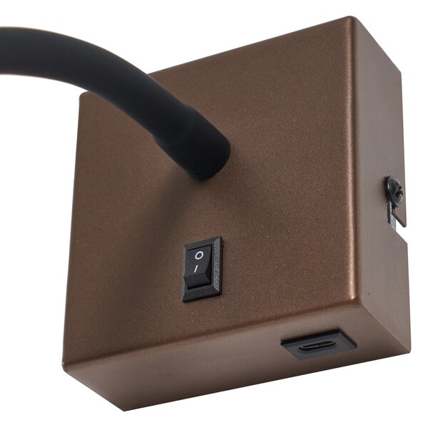 Modern bronz fali lámpa USB-C porttal - Gosna