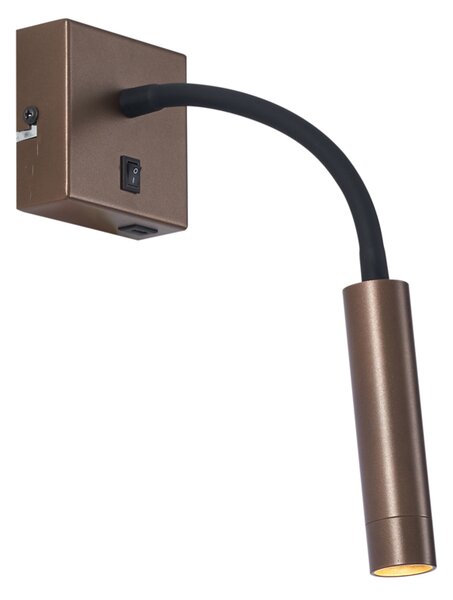 Modern bronz fali lámpa USB-C porttal - Gosna