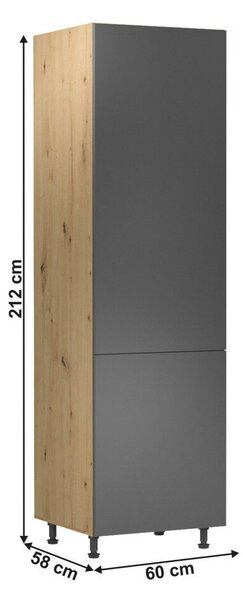 Élelmiszer szekrény polcokkal, artisan tölgy/szürke matt, univerzális, LANGEN D60R