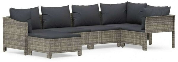 VidaXL 6 részes szürke polyrattan kerti ülőgarnitúra párnákkal