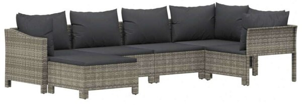 VidaXL 6 részes szürke polyrattan kerti ülőgarnitúra párnákkal