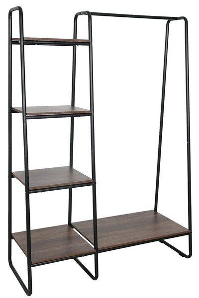 Szekrény szervező/polcállvány polcokkal, fekete/dió, ROBYN
