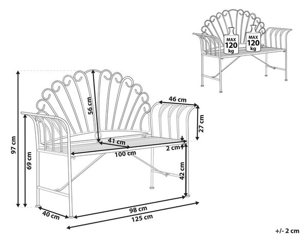 Kerti pad CAVINIA 125 cm Fém Rózsaszín
