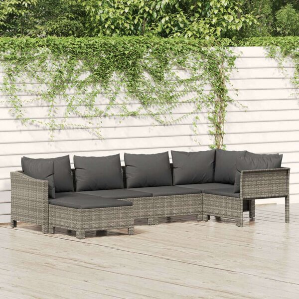 VidaXL 6 részes szürke polyrattan kerti ülőgarnitúra párnákkal