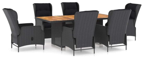 VidaXL Kültéri Étkezőgarnitúra - 7 részes - Polyrattan - Sötétszürke