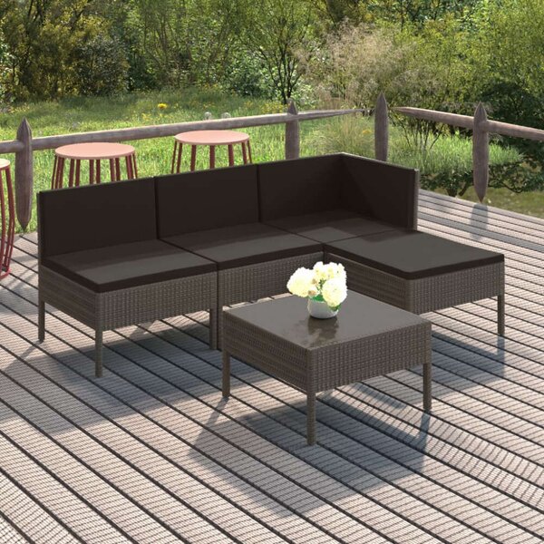 VidaXL 5 részes szürke polyrattan kerti ülőgarnitúra