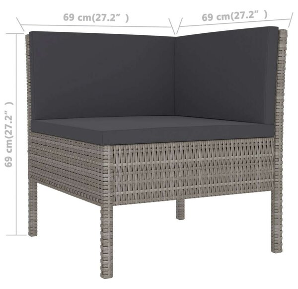 VidaXL 5 részes szürke polyrattan kerti ülőgarnitúra