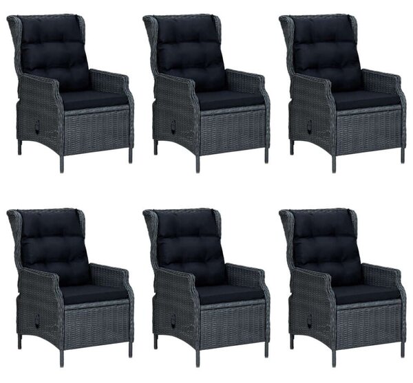 VidaXL Kültéri Étkezőgarnitúra - 7 részes - Polyrattan - Sötétszürke