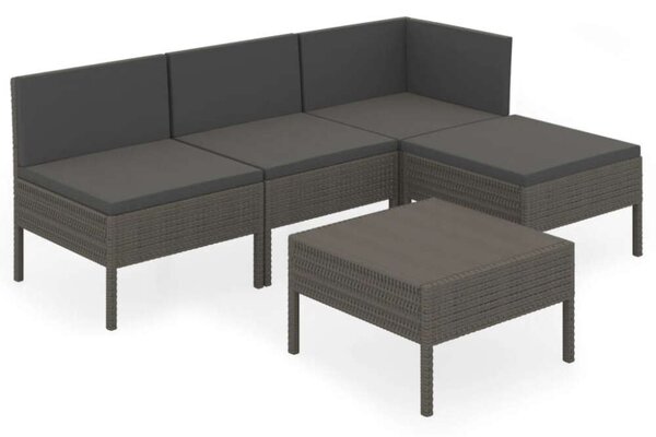 VidaXL 5 részes szürke polyrattan kerti ülőgarnitúra