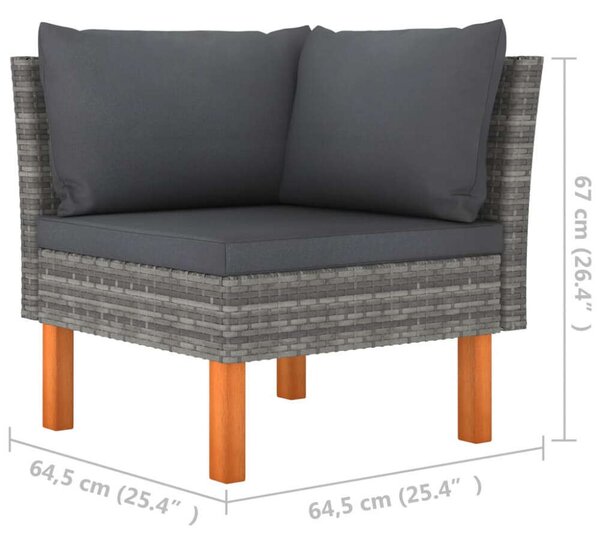 VidaXL 3 részes Polyrattan Kerti Ülőgarnitúra - Szürke