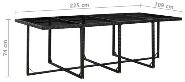 VidaXL Kültéri Étkezőszett - 12 Fős - Fekete Polyrattan