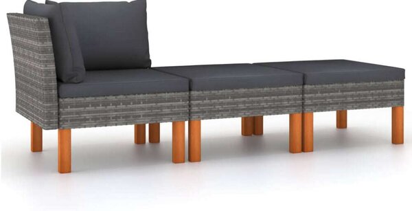 VidaXL 3 részes Polyrattan Kerti Ülőgarnitúra - Szürke
