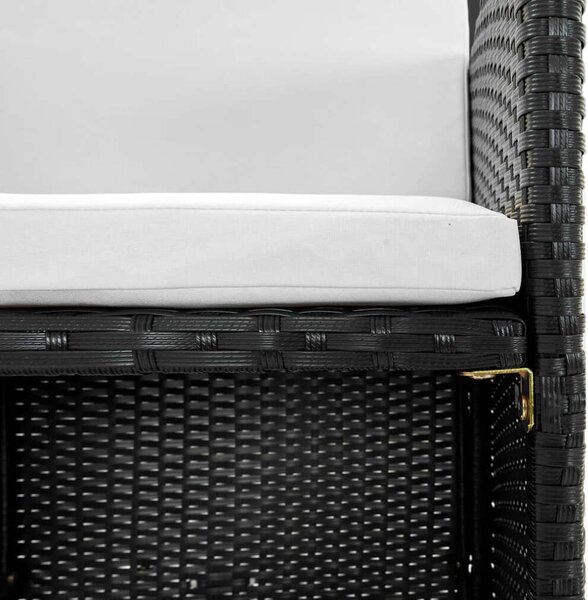 VidaXL Kültéri Étkezőszett - 12 Fős - Fekete Polyrattan