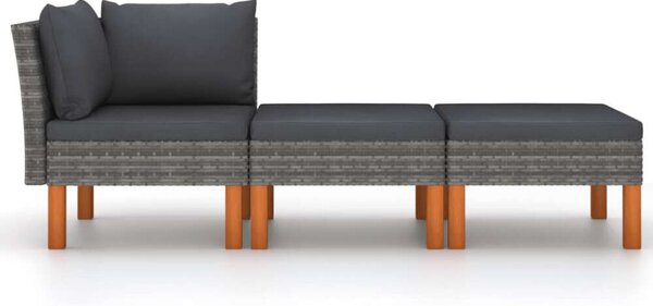 VidaXL 3 részes Polyrattan Kerti Ülőgarnitúra - Szürke