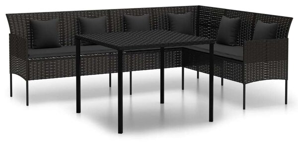 VidaXL Kerti Étkezőgarnitúra - Polyrattan - Fekete - 2 részes