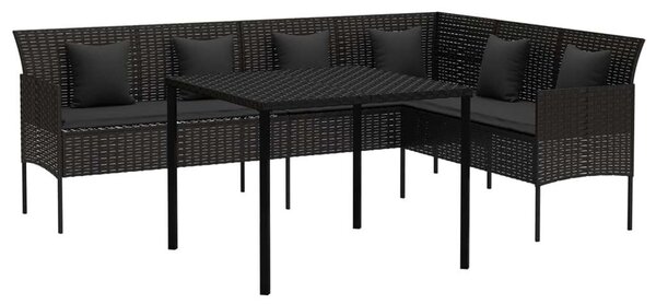VidaXL Kerti Étkezőgarnitúra - Polyrattan - Fekete - 2 részes