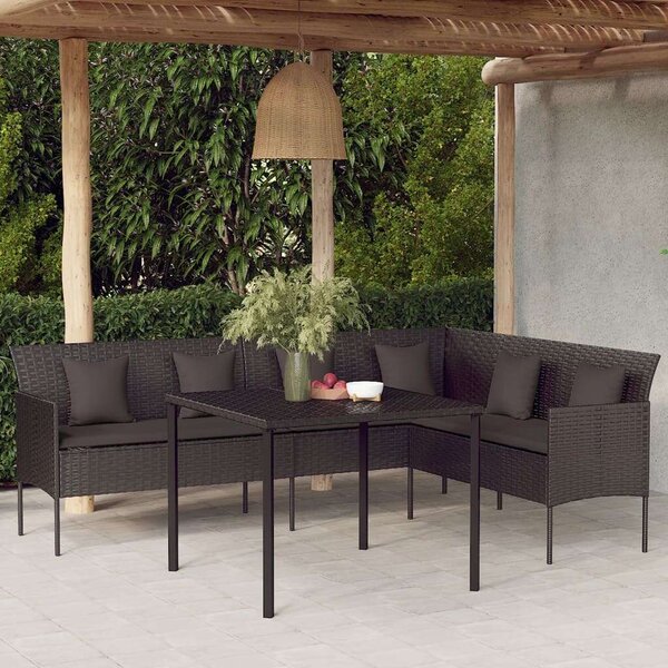 VidaXL Kerti Étkezőgarnitúra - Polyrattan - Fekete - 2 részes