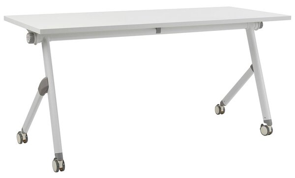 Összecsukható íróasztal BENDI Fehér 160 cm 60 cm kerekekkel