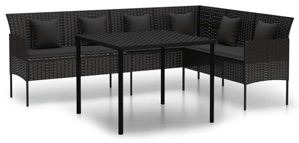 VidaXL Kerti Étkezőgarnitúra - Polyrattan - Fekete - 2 részes