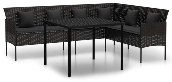 VidaXL Kerti Étkezőgarnitúra - Polyrattan - Fekete - 2 részes