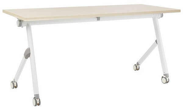 Összecsukható íróasztal BENDI Világosbarna 160 cm 60 cm kerekekkel